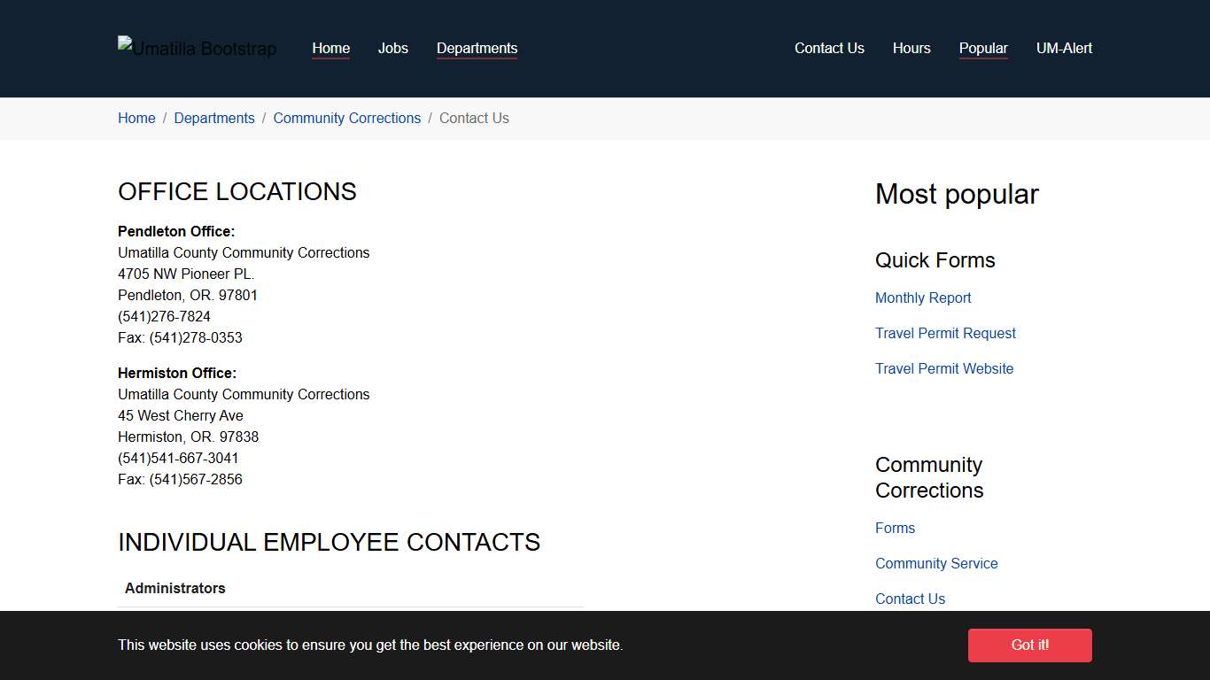 Contact Us - Umatilla County Community Corrections
